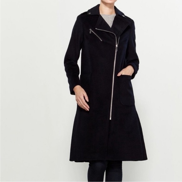 NWT Michael Kors Zipper Asymmetrical Wool Blend Large Long Coat (size 12) - Picture 1 of 13